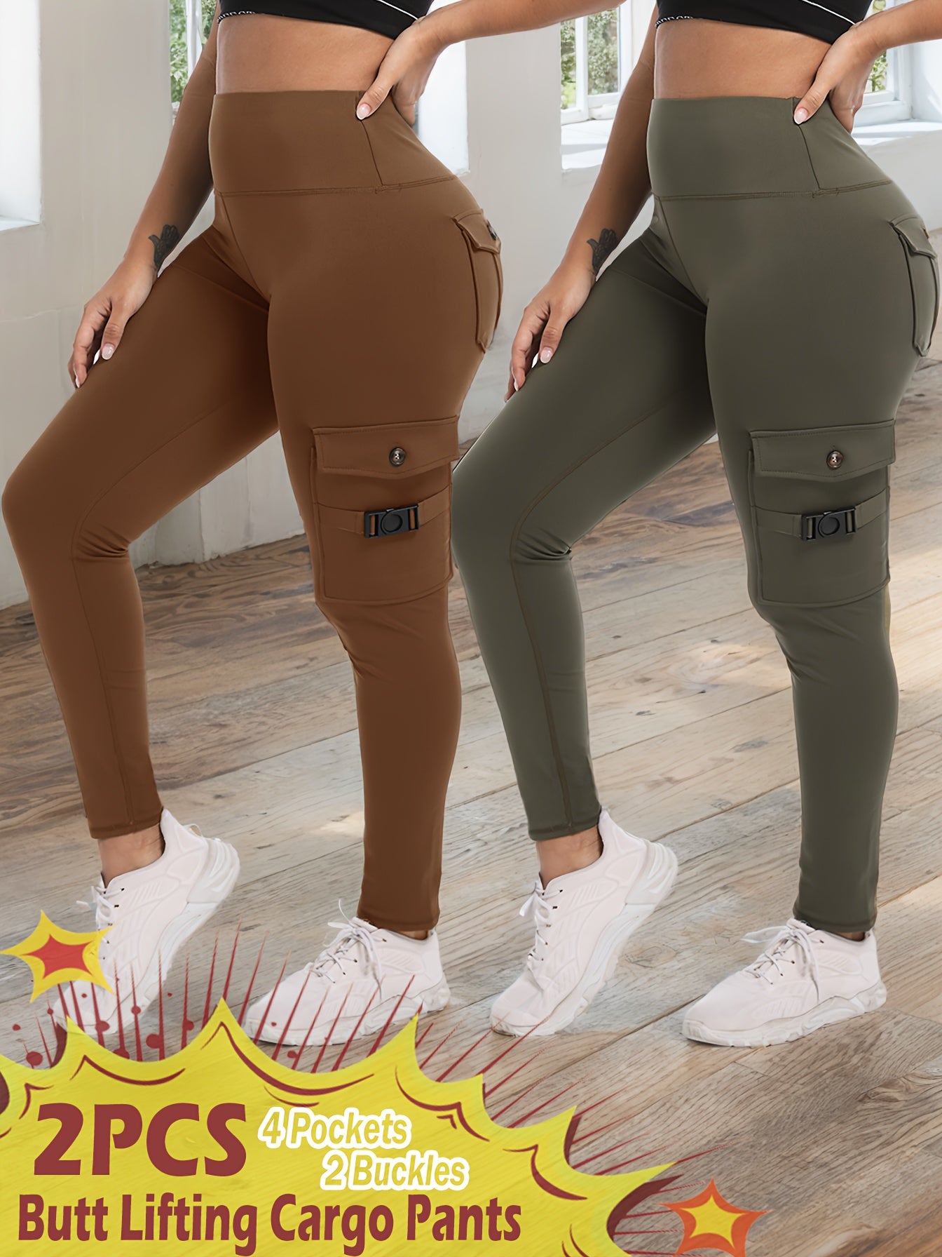 High Waist Work Yoga Tights with Zipper Pockets